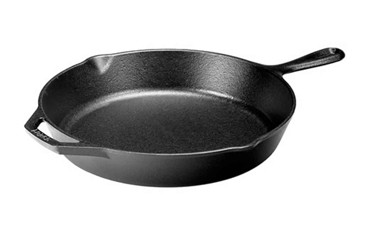 Lodge 12 inch cast iron frying pan skillet.