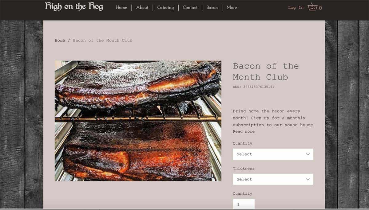 Two large, uncut, smoked slabs of bacon for High on the Hog's Bacon of the Month Club.