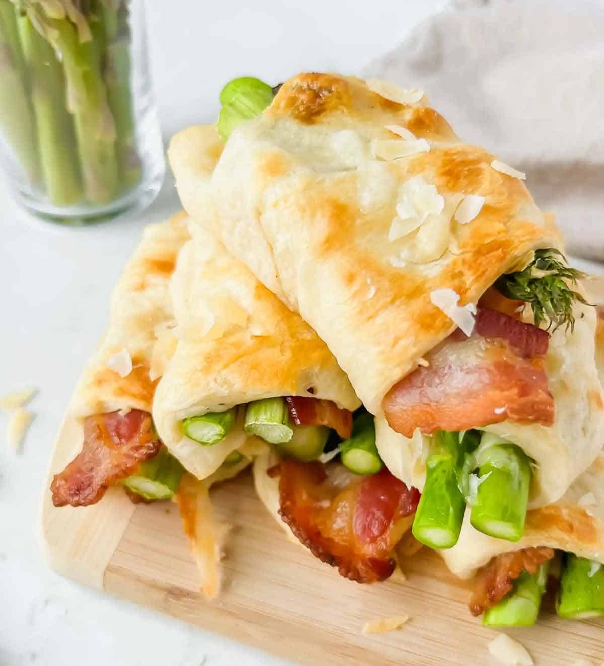 bacon wrapped asparagus in puff pastry.